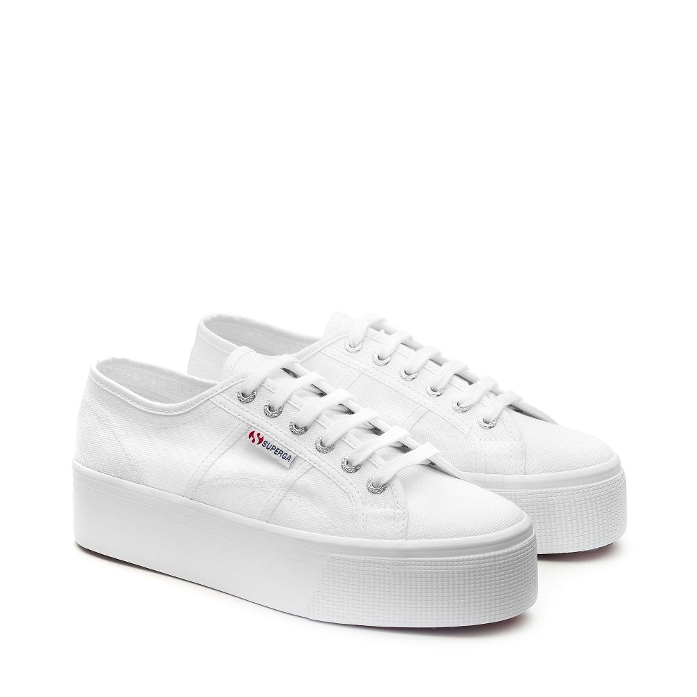 Superga 2790 Platform White Platform Sneakers - Women's USA | US8070862